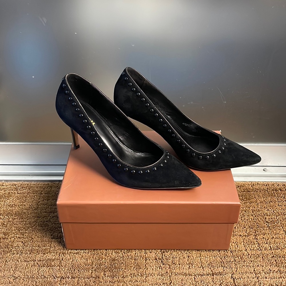 Coach suede heel pumps